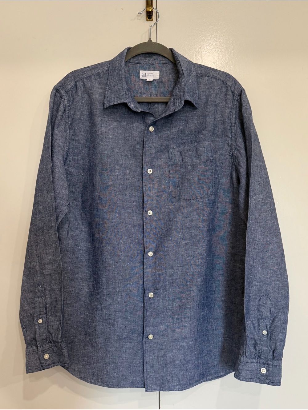 GAP Men's Chambray Button-Down Shirt in Denim Blue